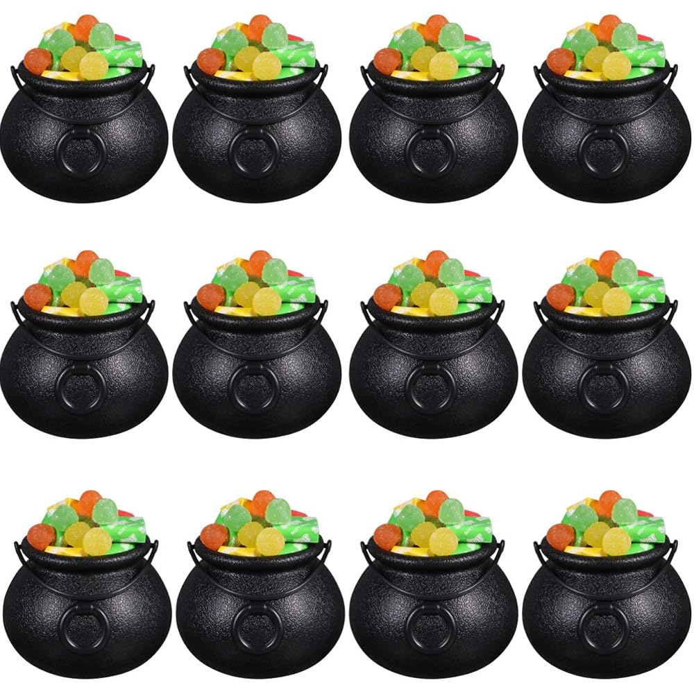Black Plastic Candy Kettles - 2'' (Pack Of 12) - Unique & Festive Party Favors - Perfect For St. Patrick'S Day & Religious Parti